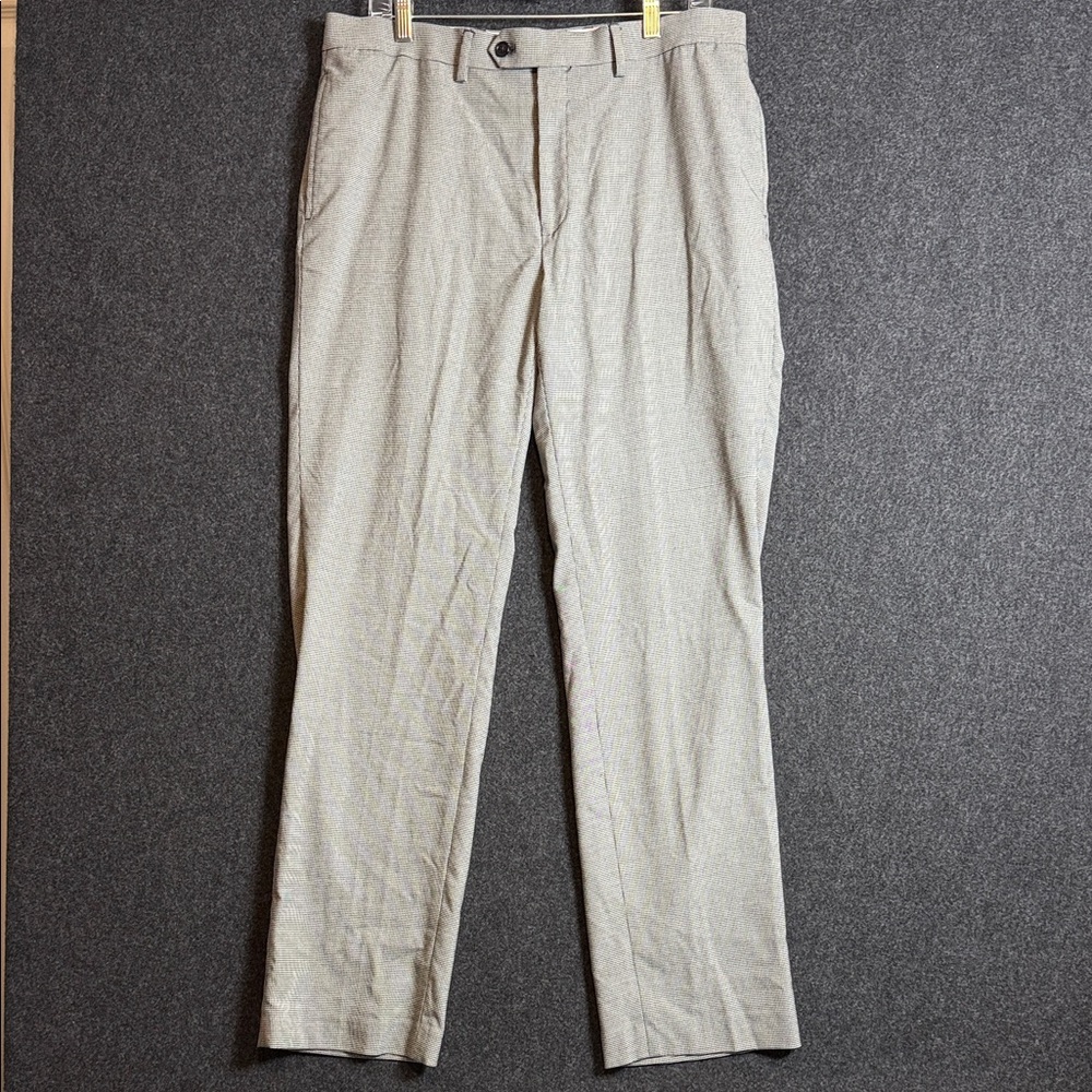 Ralph Ralph Lauren Mens Slim Fit Grey Houndstooth Stretch Trousers 34W x 32L
